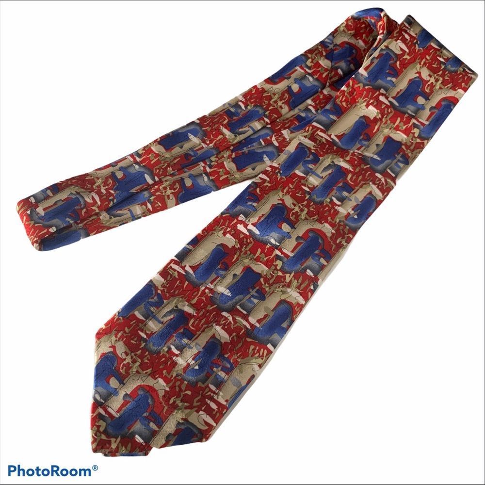J. Garcia Men’s Silk Tie In the Park Blue Red NEW